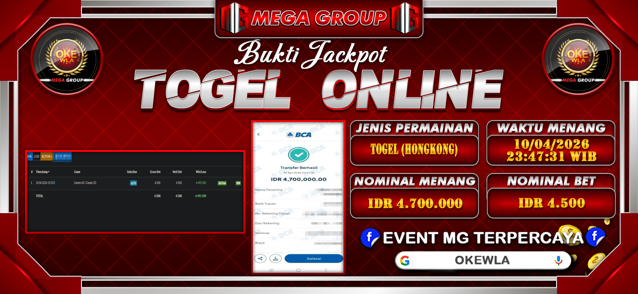 Bukti JP situs Okewla hari Jumat, 10 April 2026