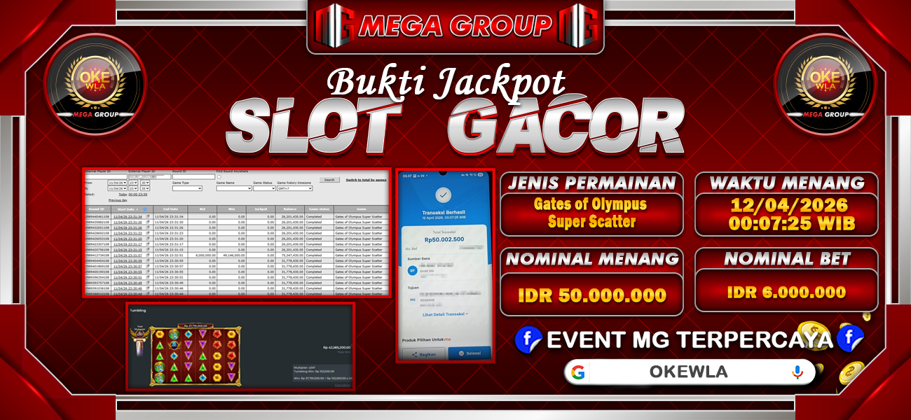 Bukti JP situs Okewla hari Minggu, 12 April 2026