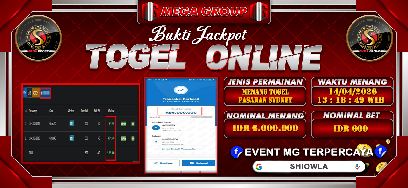 Bukti JP situs Shiowla hari Minggu, 12 April 2026